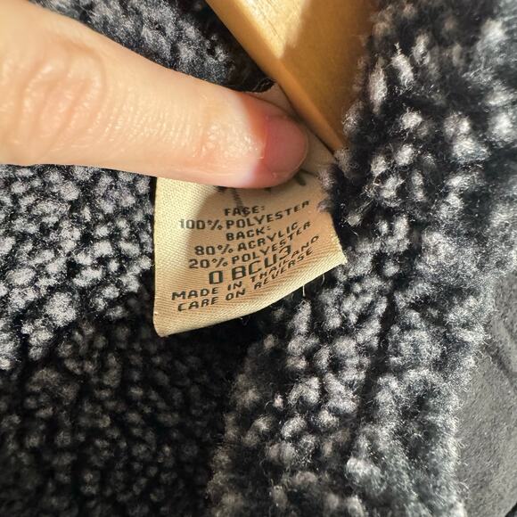 LL Bean Sherpa Lined Vest Women XL Black Faux Suede Button Up Cozy Collared - Picture 8 of 8